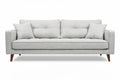 Moderner grauer Sofa mit Kissen und Holzbeinen