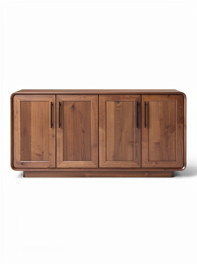 Holzsideboard mit vertikalen Rillen und vier Türen